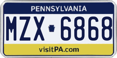 PA license plate MZX6868