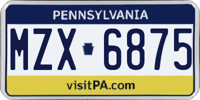 PA license plate MZX6875