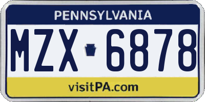 PA license plate MZX6878