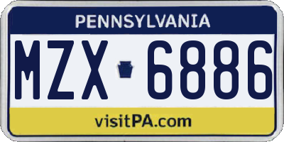 PA license plate MZX6886
