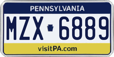 PA license plate MZX6889
