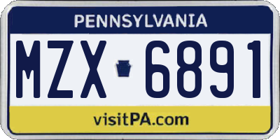 PA license plate MZX6891