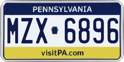 PA license plate MZX6896