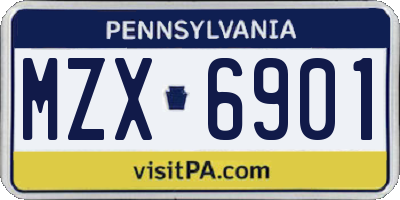 PA license plate MZX6901