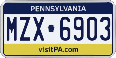 PA license plate MZX6903