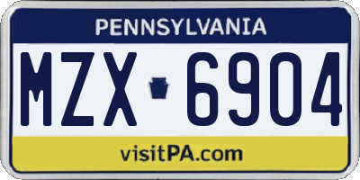 PA license plate MZX6904