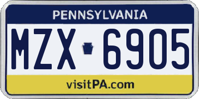 PA license plate MZX6905