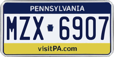 PA license plate MZX6907