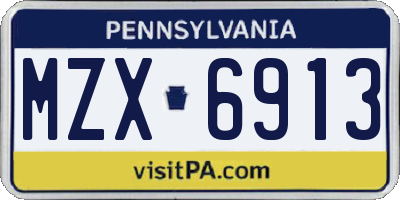 PA license plate MZX6913
