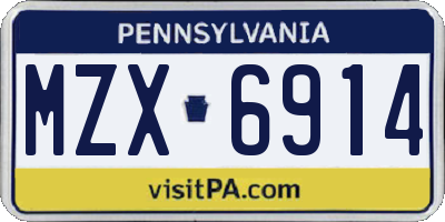 PA license plate MZX6914