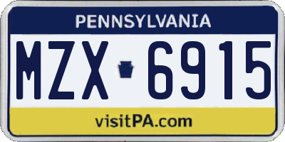 PA license plate MZX6915