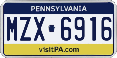 PA license plate MZX6916