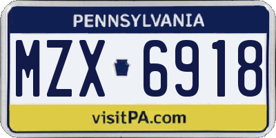 PA license plate MZX6918