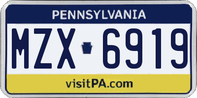 PA license plate MZX6919