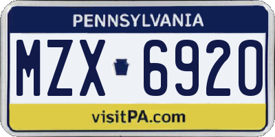 PA license plate MZX6920