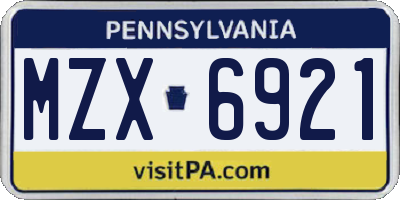 PA license plate MZX6921
