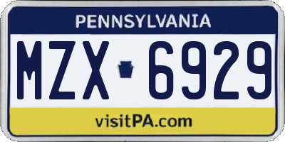 PA license plate MZX6929