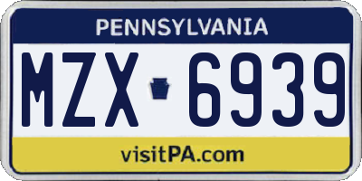 PA license plate MZX6939
