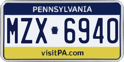 PA license plate MZX6940