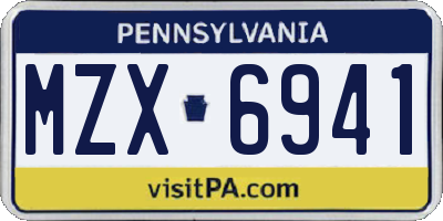 PA license plate MZX6941
