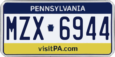 PA license plate MZX6944