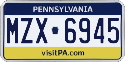 PA license plate MZX6945