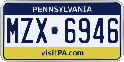 PA license plate MZX6946
