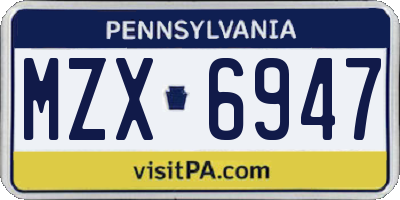 PA license plate MZX6947