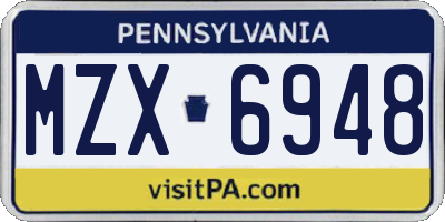 PA license plate MZX6948