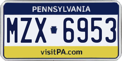 PA license plate MZX6953