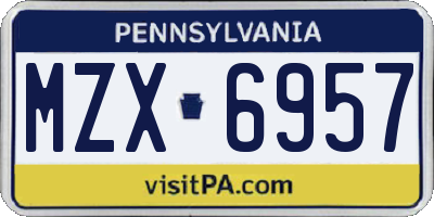 PA license plate MZX6957