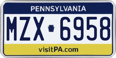 PA license plate MZX6958