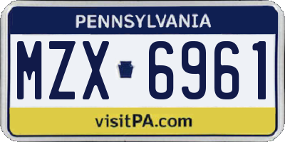 PA license plate MZX6961