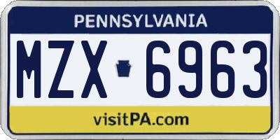 PA license plate MZX6963
