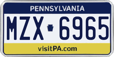 PA license plate MZX6965