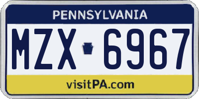 PA license plate MZX6967
