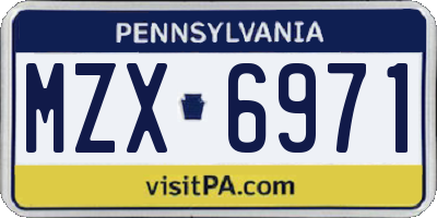 PA license plate MZX6971