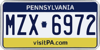 PA license plate MZX6972