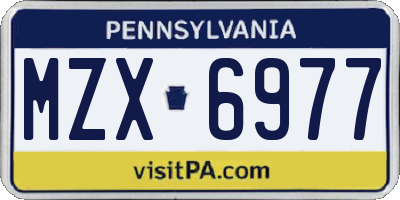 PA license plate MZX6977