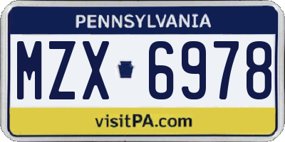 PA license plate MZX6978
