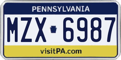 PA license plate MZX6987