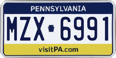 PA license plate MZX6991