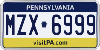 PA license plate MZX6999