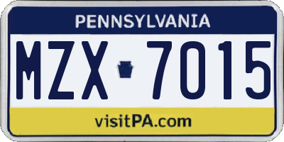 PA license plate MZX7015