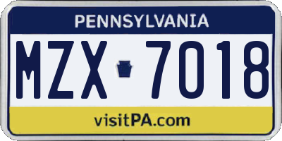 PA license plate MZX7018