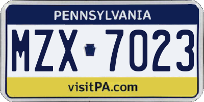 PA license plate MZX7023