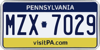 PA license plate MZX7029