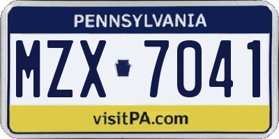 PA license plate MZX7041