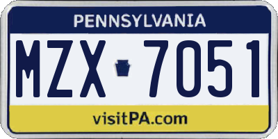 PA license plate MZX7051
