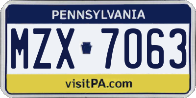 PA license plate MZX7063